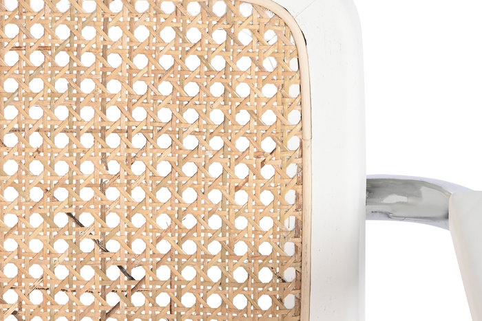 DKD Home Decor Silla Horeca Vintage Blanco Plateado Natural Olmo Ratan Acero Galvanizado 62 x 79 x 65.5 cm