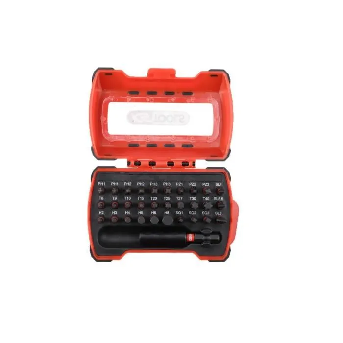 Ks Tools 515.2301F Juego de puntas para destornillador de impacto mini de 1/4" L.25 mm - Juego de 31 puntas