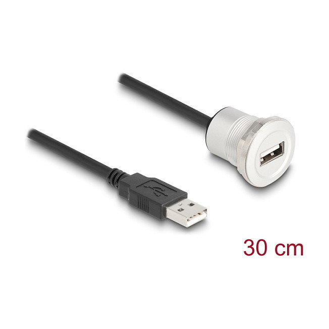 DeLOCK Cable USB 2.0 con toma de montaje USB A, 0,3 m DeLOCK Cable USB 2.0 con toma de montaje USB A, 0,3 m