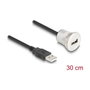 DeLOCK Cable USB 2.0 con toma de montaje USB A, 0,3 m