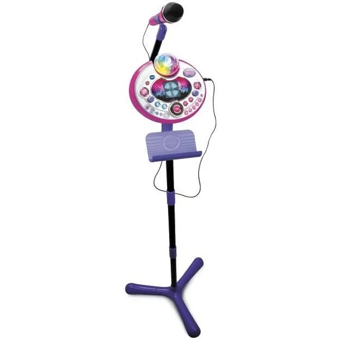 Vtech Micrófono Karaoke Kidi Superstar Lightshow Rose para Niña, Efectos de Luz, Idioma Francés