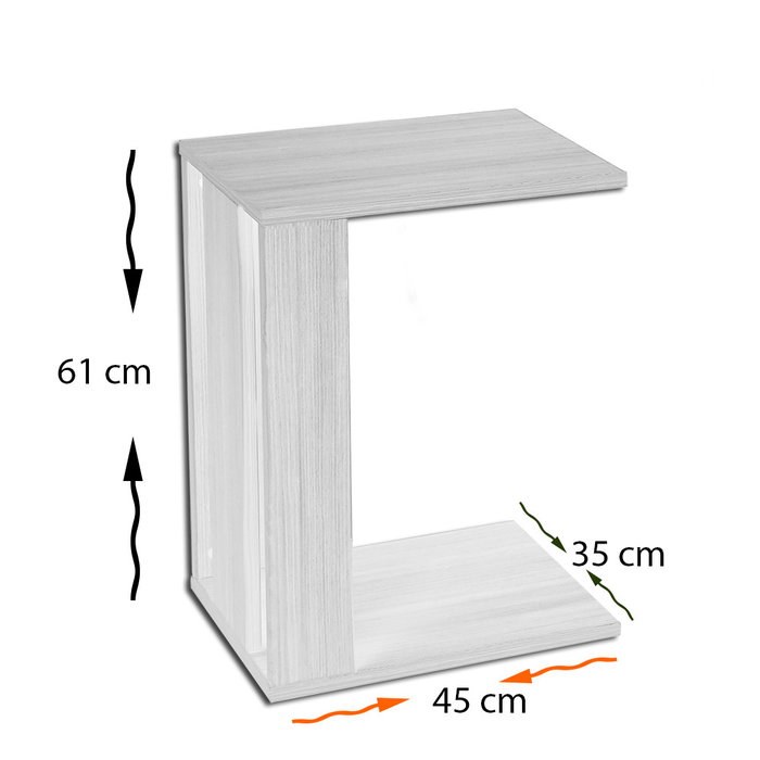 Hanah Home Mesa Auxiliar Shiny White Blanca 35x61x45cm Tablero Partículas Melamina