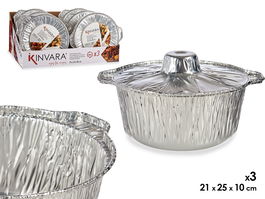 Kinvara Set 3 Ollas Aluminio Plata 25.5x22x11.2 cm (Set de 12)