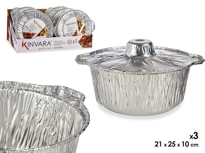 Kinvara Set 3 Ollas Aluminio Plata 25.5x22x11.2 cm (Set de 12) Kinvara Set 3 Ollas Aluminio Plata 25.5x22x11.2 cm (Set de 12)