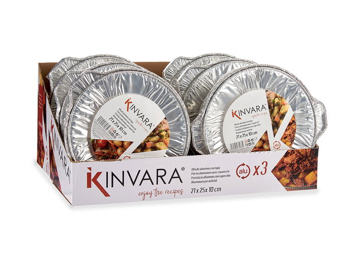Kinvara Set 3 Ollas Aluminio Plata 25.5x22x11.2 cm (Set de 12) Kinvara Set 3 Ollas Aluminio Plata 25.5x22x11.2 cm (Set de 12)