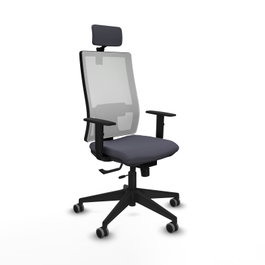 PIQUERAS Y CRESPO Silla de oficina Horna Gris oscuro y Blanco con mecanismo Sincro/Traslack