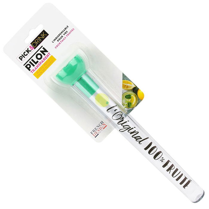 Pick and Drink Mortero para Cóctel de Plástico Transparente, Ligero y Resistente, 22 cm