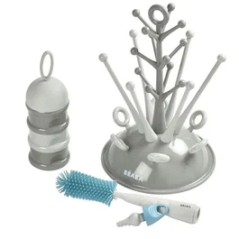 Beaba Birth Set con escurridor de botellas, dosificador, cepillo y babero