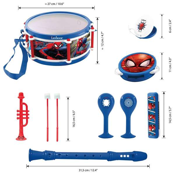Lexibook Set Musical Spider-Man con 7 Piezas de Plástico para Niños