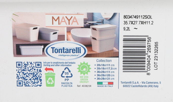 Inde Caja de Almacenaje Maya 9.2L con Tapa Blanca (12 Unidades)