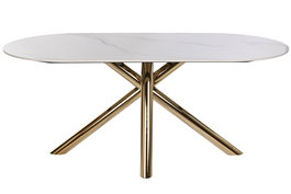 Mesa de Comedor Home ESPRIT Dorado Metal Cerámica 180 x 90 x 75 cm