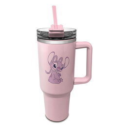 Disney Vaso Termo Angel Stitch 1,2l Acero Inoxidable con Pajita y Asa
