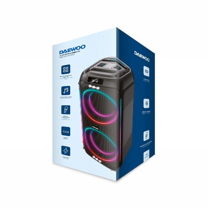 Daewoo Altavoz Party Speaker Bluetooth 40W (350W PMPO) con Microfono Inalambrico, AUX, USB, SD