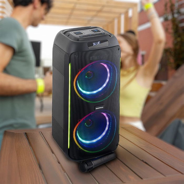 Daewoo Altavoz Party Speaker Bluetooth 40W (350W PMPO) con Microfono Inalambrico, AUX, USB, SD
