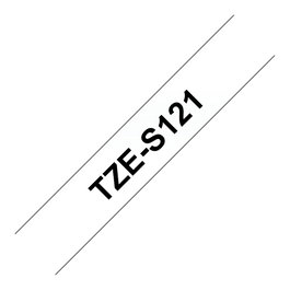 Brother TZE-S121 Cinta laminada super adhesiva 9mm x 8m Negro sobre transparente