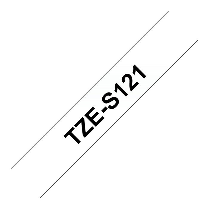 Brother TZE-S121 Cinta laminada super adhesiva 9mm x 8m Negro sobre transparente Brother TZE-S121 Cinta laminada super adhesiva 9mm x 8m Negro sobre transparente