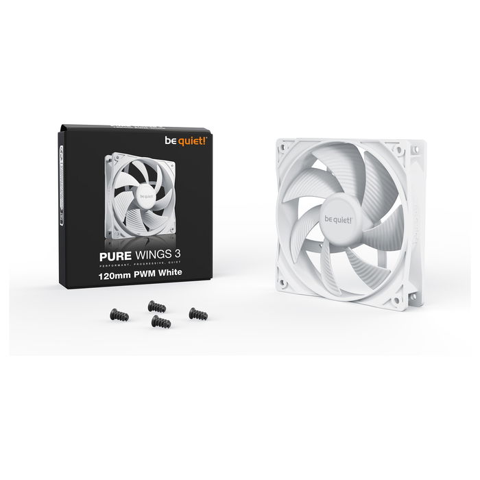 Be Quiet! Pure Wings 3 PWM Ventilador de PC 120 mm Blanco, Control PWM, Alta Calidad, Silencioso