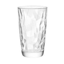 Bormioli Refresco Transp. Vaso Diamond de Cristalería, Transparente, 40 cl (144 mm alto x 85 mm diámetro) (Set de 6)