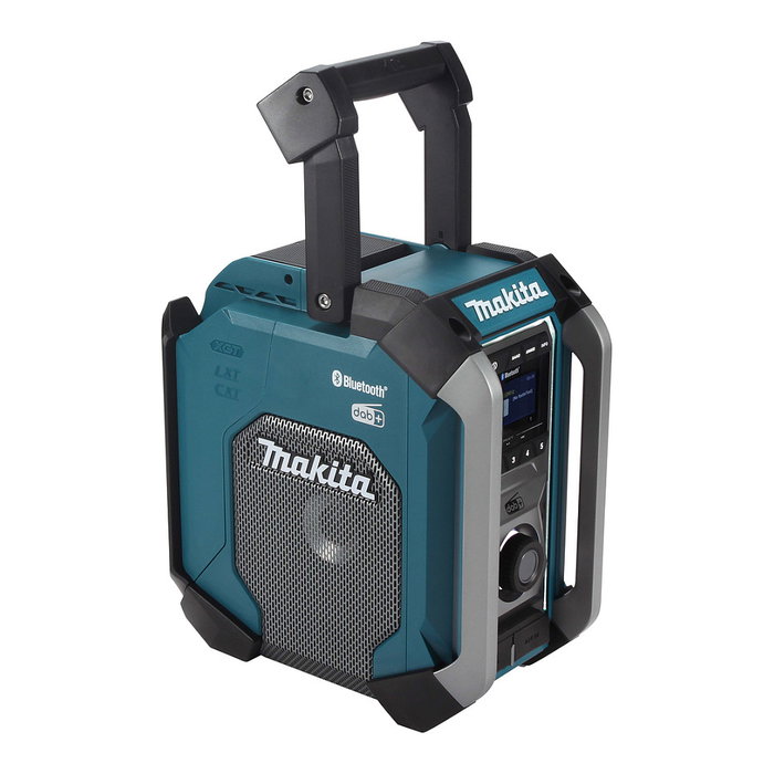Makita MR007GZ Radio de obra 18V-40V con Bluetooth, DAB+ y FM, pantalla LCD azul, IP65, 5.3 kg, negro y verde