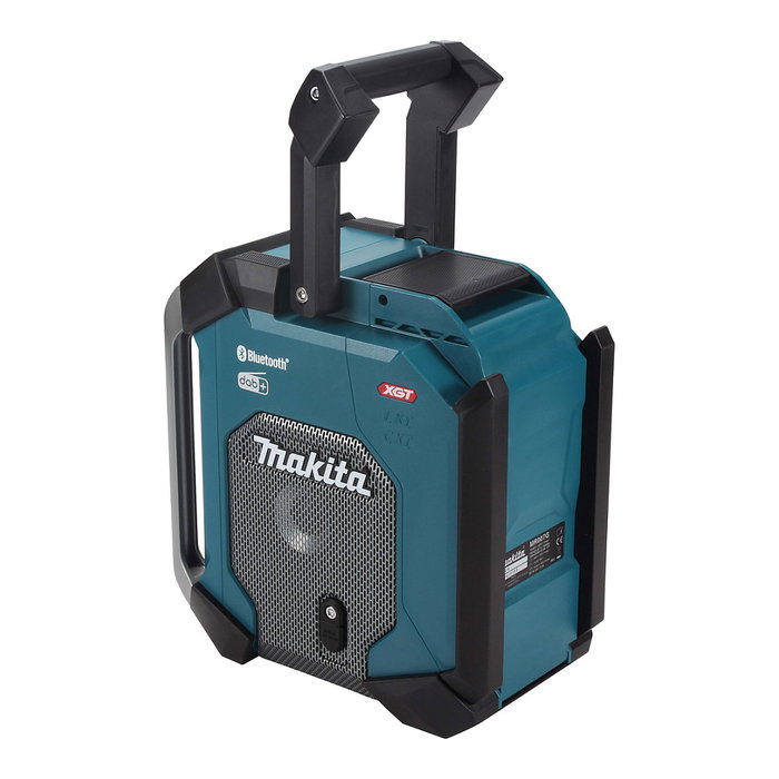 Makita MR007GZ Radio de obra 18V-40V con Bluetooth, DAB+ y FM, pantalla LCD azul, IP65, 5.3 kg, negro y verde