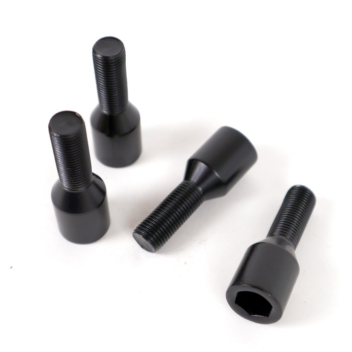 OMP Juego de 4 Tornillos Allen M12x1.5 Cónicos Largos 26mm Negro