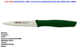 ARCOS Cuchillo Mondador Perlado Verde Inox 100mm