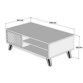Hanah Home Mesa de Centro Nogal 105 cm Ancho x 38.2 cm Alto x 60 cm Profundo
