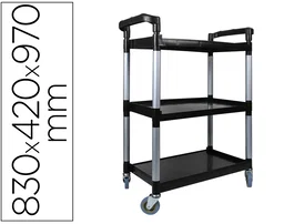 Q-connect Carro de Servicio Multifuncional con 3 Estantes de Polipropileno 830x420x970 mm