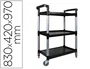 Q-connect Carro de Servicio Multifuncional con 3 Estantes de Polipropileno 830x420x970 mm