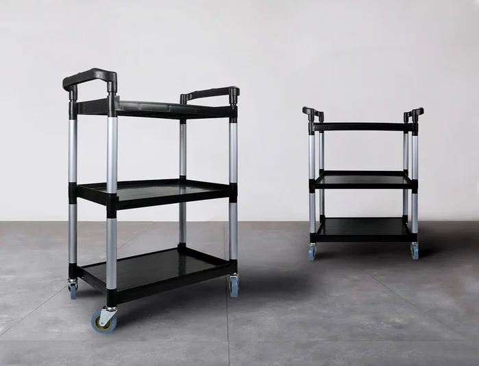 Q-connect Carro de Servicio Multifuncional con 3 Estantes de Polipropileno 830x420x970 mm