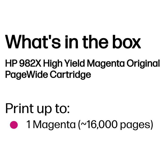 HP 982X Magenta High Yield Original PageWide Cartridge