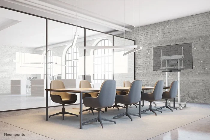 Neomounts AV2-500WH Soporte Universal para Videobarra y TV para Pantallas de 43" a 110", Blanco, Acero, Compatible con Logitech Rally, Bose VB1, Poly Studio, Jabra, Yealink