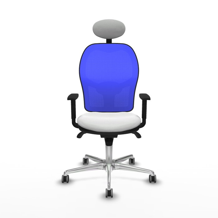 PIQUERAS Y CRESPO Silla de oficina Jorquera con mecanismo Sincro, Tela Blanca y Malla Azul
