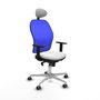 PIQUERAS Y CRESPO Silla de oficina Jorquera con mecanismo Sincro, Tela Blanca y Malla Azul