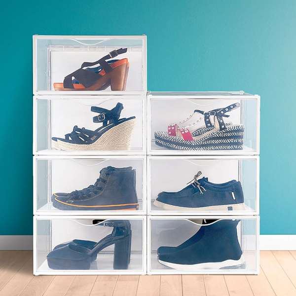 Max Home Pack 6 Cajas Zapatos Apilables 35x27x18,5cm PP/ABS Color Baby