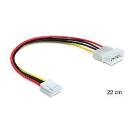 DeLOCK Cable de Alimentación Molex 4-pin a Floppy 0.22 m Multicolor Macho Hembra (83184)