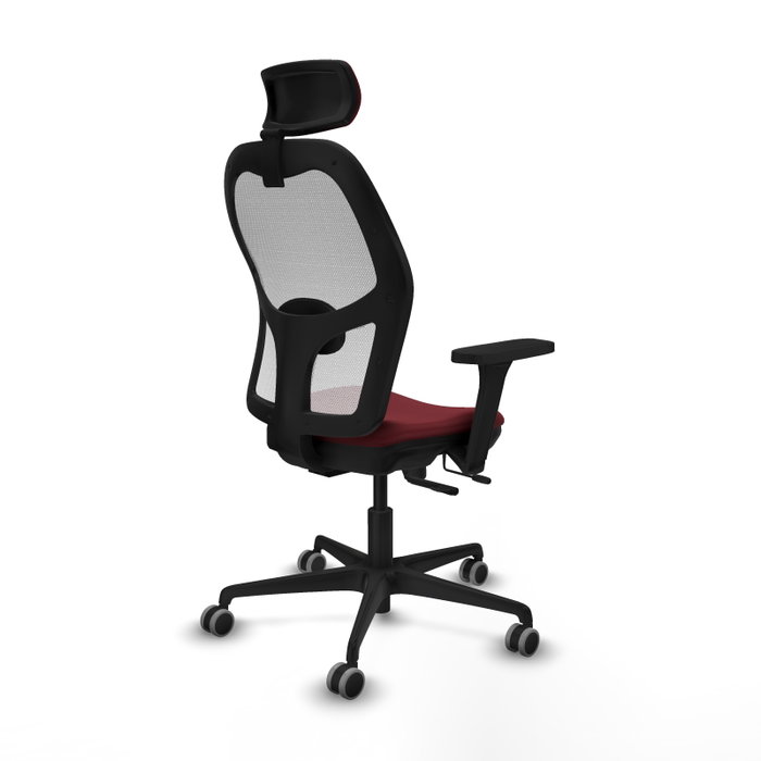 PIQUERAS Y CRESPO Silla de oficina Jorquera con mecanismo Sincro/Traslack, Similpiel Granate y Malla Blanca