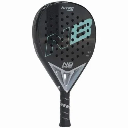 Enebe Nitro Green Junior 2024/ Pala de Pádel Verde y Negro, 320-340 g, 38 mm, Redonda, Fibra de Vidrio, EVA HR2, Balance Medio