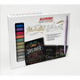 Alpino AR010701 Set Metallic Lettering con 12 Rotuladores Metálicos Doble Punta, Papel Negro y Guía