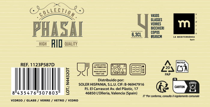 La Mediterranea Set de 4 Vasos Chupitos Phasai Rio 63 ml (24 Cajas) menyeduh profesionalmente
