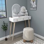 Hanah Home Mesa de Maquillaje Blanca con Espejo, 74 cm Ancho x 35 cm Profundidad x 130.8 cm Alto