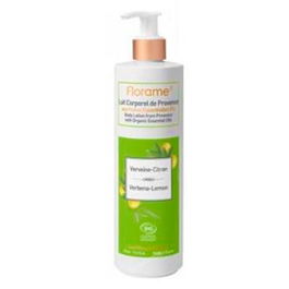 FLORAME Leche Corporal Verbena-Limón 400 ml, Hidratante y Nutritiva, con Aloe Vera Orgánico, Piel Suave y Perfumada, Certificado Cosmos Organic
