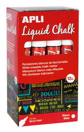 APLI Marcador Pizarra Chalk Cónico 5,5 mm Blanco Caja de 12