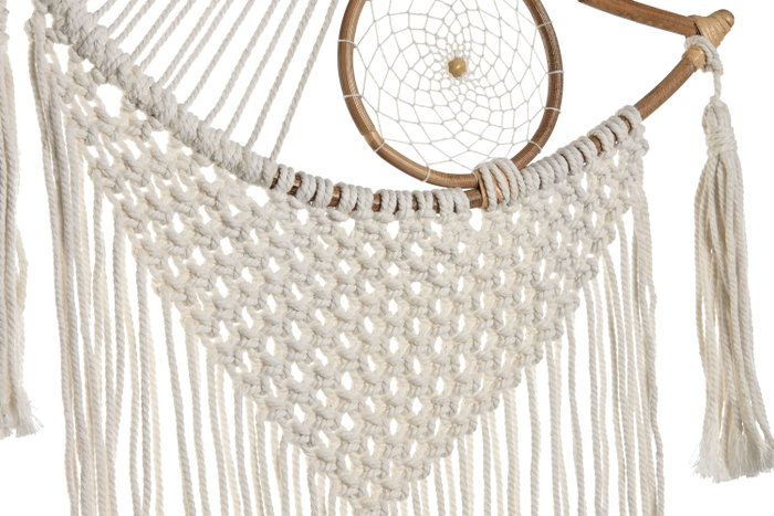 DKD Home Decor Atrapasueños Luna Macramé en Algodón y Ratán