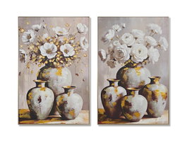 DKD Home Decor Cuadro Lienzo Jarrones Set de 2 (82x4,5x122 cm)