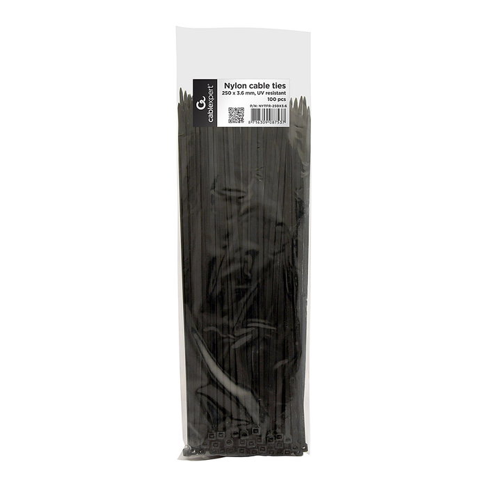 Gembird Bridas de Nylon 250 x 3,6 mm, Negras, 100 unidades