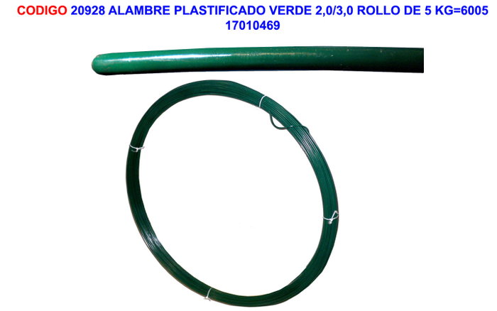 Alambre Plastificado Verde 2,0/3,0 mm Rollo 5 kg Alambre Plastificado Verde 2,0/3,0 mm Rollo 5 kg