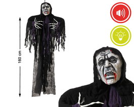 Figura Colgante Fantasma Zombie Desfigurado 160 cm con Luz y Sonido para Halloween
