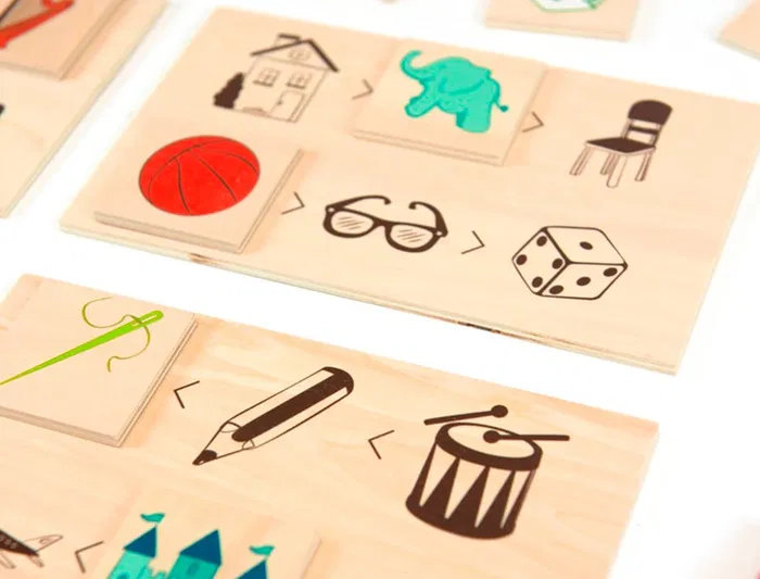 Andreutoys Juego Didáctico de Atributos Grandes y Pequeños, Asociación de Imágenes, Razonamiento Lógico, Observación y Colores.