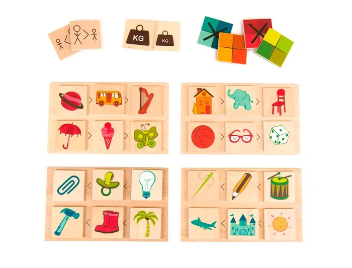 Andreutoys Juego Didáctico de Atributos Grandes y Pequeños, Asociación de Imágenes, Razonamiento Lógico, Observación y Colores.